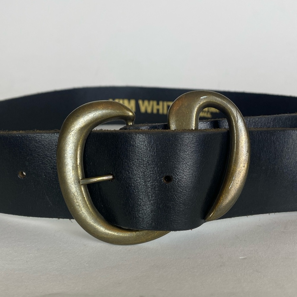 Kim White Leather Belt  Black Womens Size Small